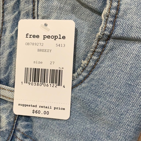 Free People Distressed ripped denim mini Skirt 27 - Picture 6 of 6
